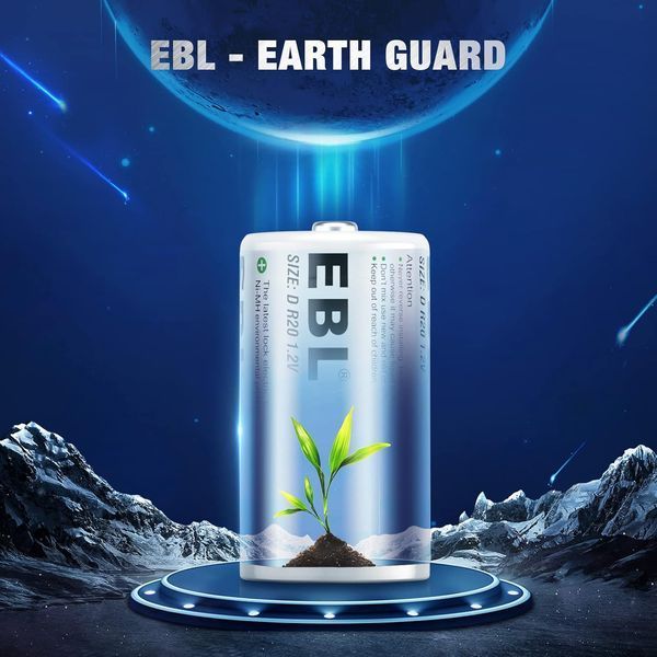 Аккумуляторные батареи EBL типа D (10000 мАч, Ni-MH) 4шт 2091 фото