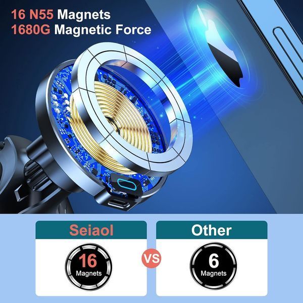 Беспроводное автомобильное зарядное устройство Seiaol 15 Вт Magsafe GD2187 фото