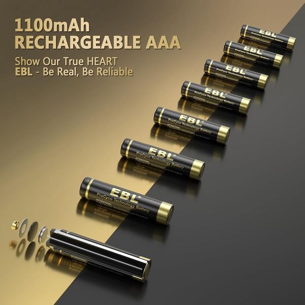 Аккумуляторные батареи EBL Gold Pro AAA (1,2 В, 1100 мАч) 16 шт 2093 фото