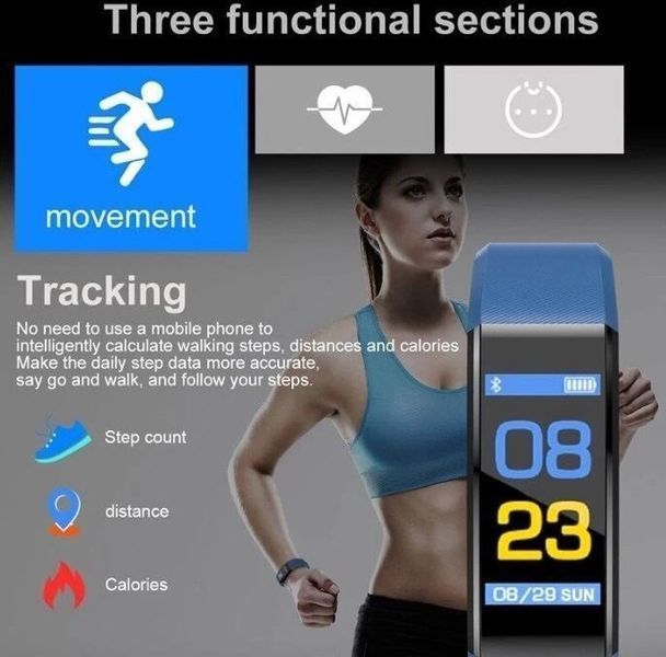Фитнес-браслет Hryfine Smart Band 115 Plus, черный т0040 фото