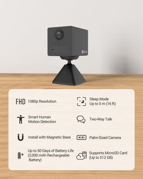Автономная 1080p Wi-Fi камера с батареей Ezviz CS-CB2, 2Мп, черный м0010 фото