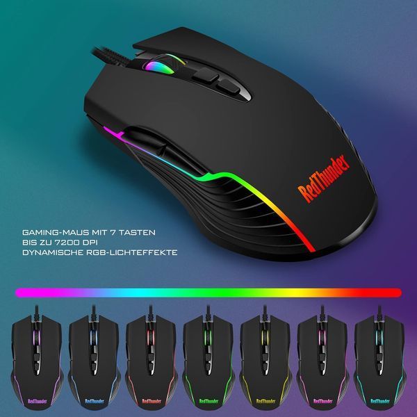 Набір ігрової RGB клавіатури та миші RedThunder K10, розкладка (QWERTZ DE), чорна т0212 фото