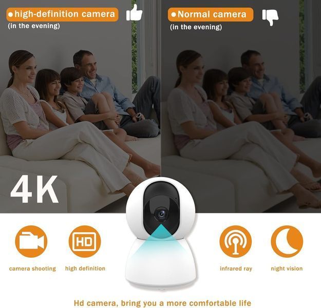 Внутренняя камера видеонаблюдения BSEED, 4K, 355&deg;, ночное инфракрасное видение 0470 фото