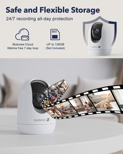 Внутренняя камера видеонаблюдения 2K MUBVIEW, Wi-Fi, двухстороннее аудио 1314 фото