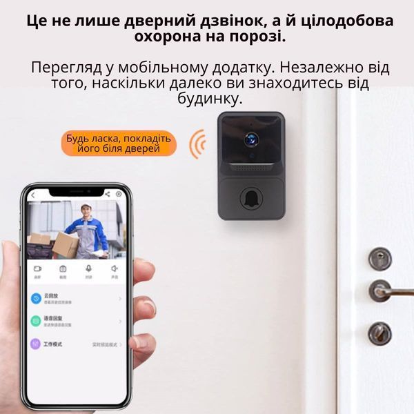 WiFi Відеодомофон KKMOON Aiwit Z20,чорний т0074 фото
