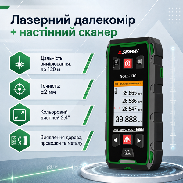 Аккумуляторный настенный сканер с лазерным дальномером до 120 м GDZ5 фото