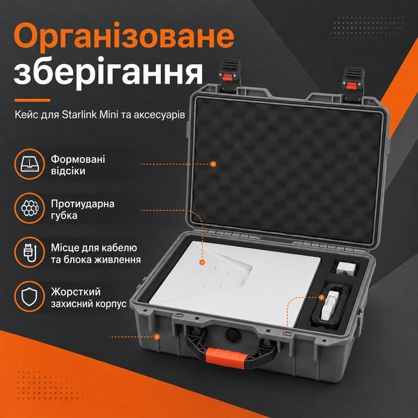 Жорсткий захисний кейс для Starlink Mini з протиударними вставками GDZ17 фото