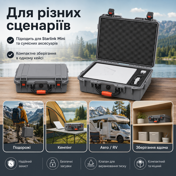 Жорсткий захисний кейс для Starlink Mini з протиударними вставками GDZ17 фото